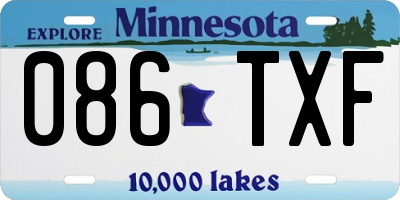 MN license plate 086TXF