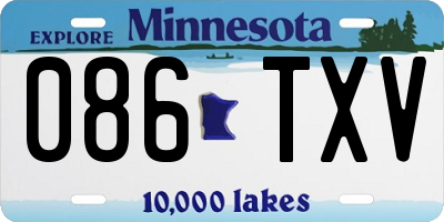 MN license plate 086TXV