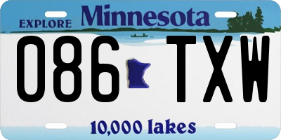 MN license plate 086TXW