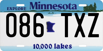 MN license plate 086TXZ