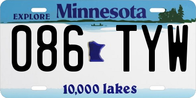 MN license plate 086TYW