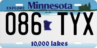 MN license plate 086TYX