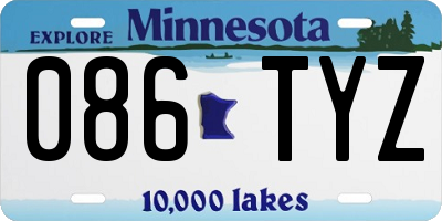MN license plate 086TYZ