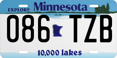 MN license plate 086TZB