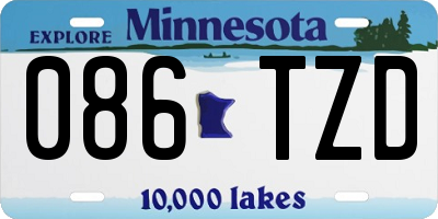 MN license plate 086TZD