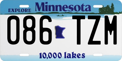 MN license plate 086TZM