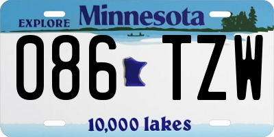 MN license plate 086TZW