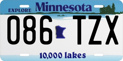 MN license plate 086TZX