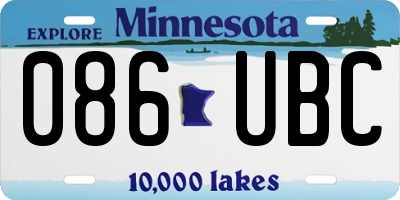 MN license plate 086UBC