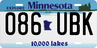 MN license plate 086UBK