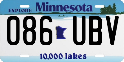 MN license plate 086UBV