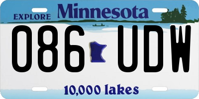 MN license plate 086UDW