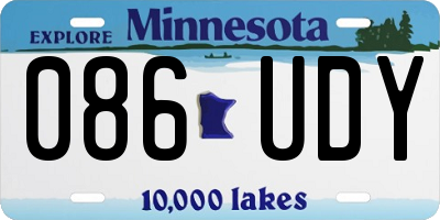 MN license plate 086UDY