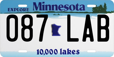 MN license plate 087LAB