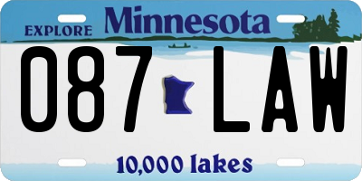 MN license plate 087LAW