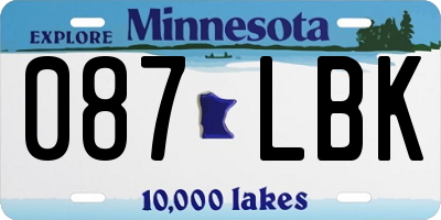 MN license plate 087LBK