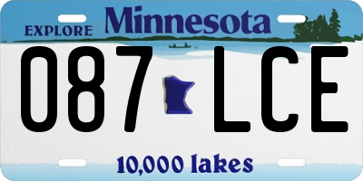 MN license plate 087LCE