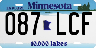 MN license plate 087LCF