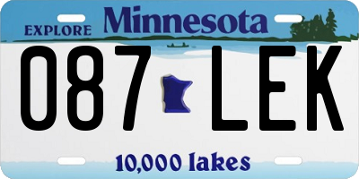 MN license plate 087LEK