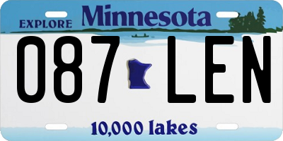 MN license plate 087LEN