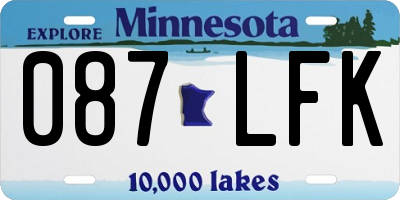 MN license plate 087LFK