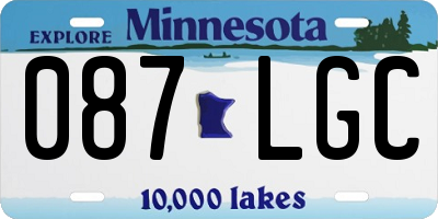 MN license plate 087LGC