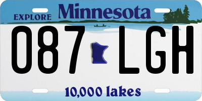 MN license plate 087LGH