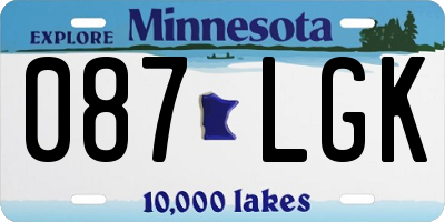 MN license plate 087LGK