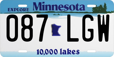 MN license plate 087LGW