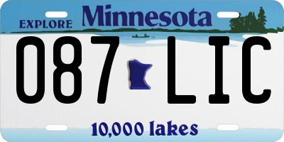 MN license plate 087LIC