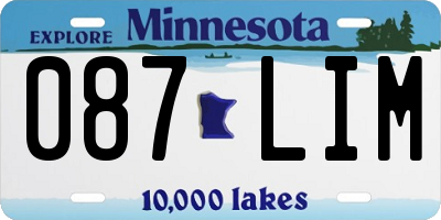 MN license plate 087LIM