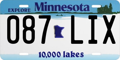 MN license plate 087LIX