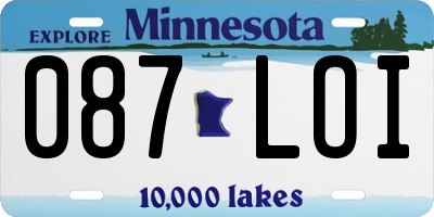MN license plate 087LOI