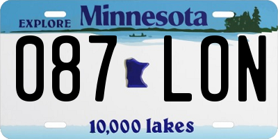 MN license plate 087LON