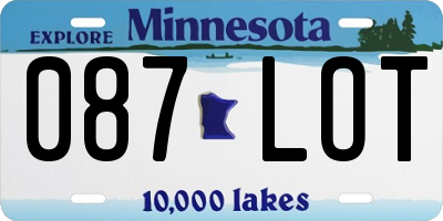 MN license plate 087LOT