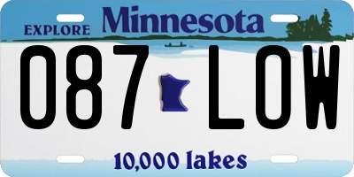 MN license plate 087LOW