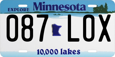 MN license plate 087LOX