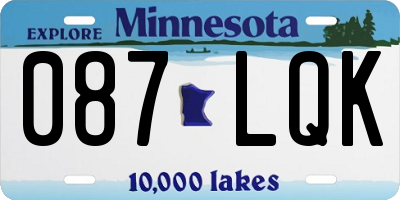 MN license plate 087LQK