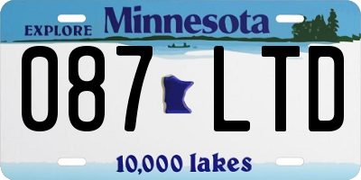 MN license plate 087LTD