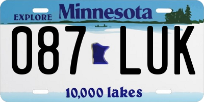 MN license plate 087LUK