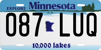 MN license plate 087LUQ