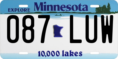 MN license plate 087LUW