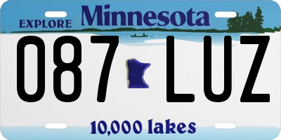 MN license plate 087LUZ