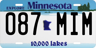 MN license plate 087MIM