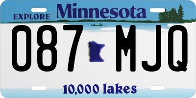 MN license plate 087MJQ