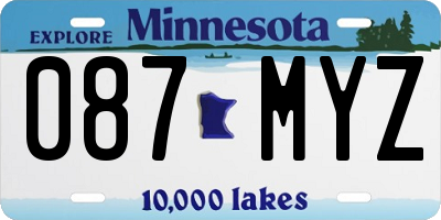 MN license plate 087MYZ
