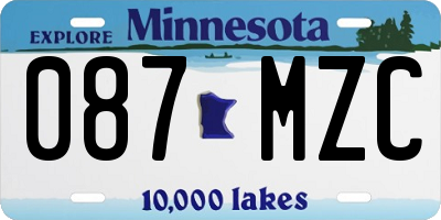 MN license plate 087MZC