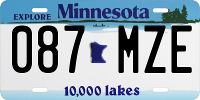 MN license plate 087MZE