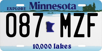 MN license plate 087MZF