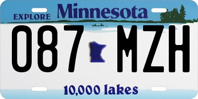 MN license plate 087MZH